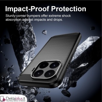 Carbon guminis dėklas - juodas (Xiaomi 17T Pro) Carbon guminis dėklas - juodas (Xiaomi 17T Pro)